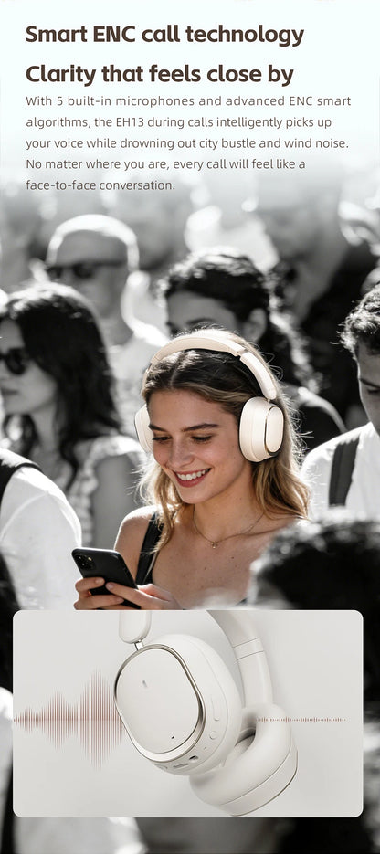 FiiO EH13 Wireless Noise Cancelling Headphones Bluetooth Over-Ear Headphones with Hybrid ANC, 45H Playtime, Travel Gaming Headphones