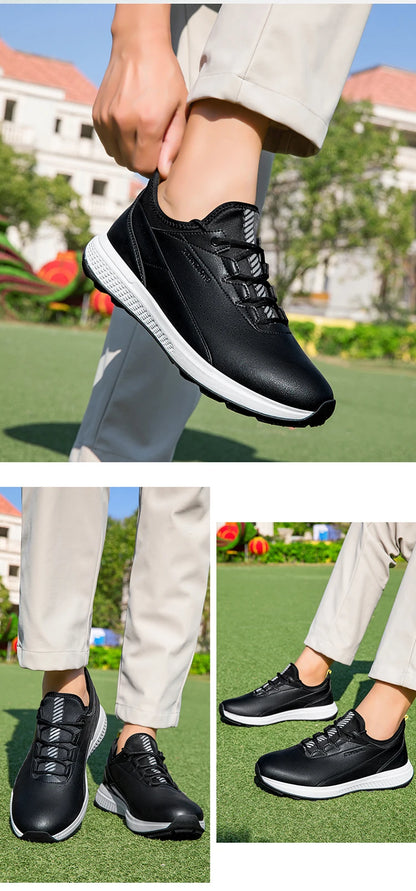 Zapatos deportivos de golf para hombre impermeables de cuero de alta calidad, zapatos deportivos para competición de golf, zapatos formales para campo de golf, zapatos de entrenamiento para hombre