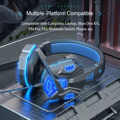 HOMEFISH SY830MV RGB Gaming Headset with Microphone – Wired Over-Ear Gaming Headphones for PC, PS5, Xbox & Nintendo Switch, Lightweight Esports Headset with 3D Surround Sound