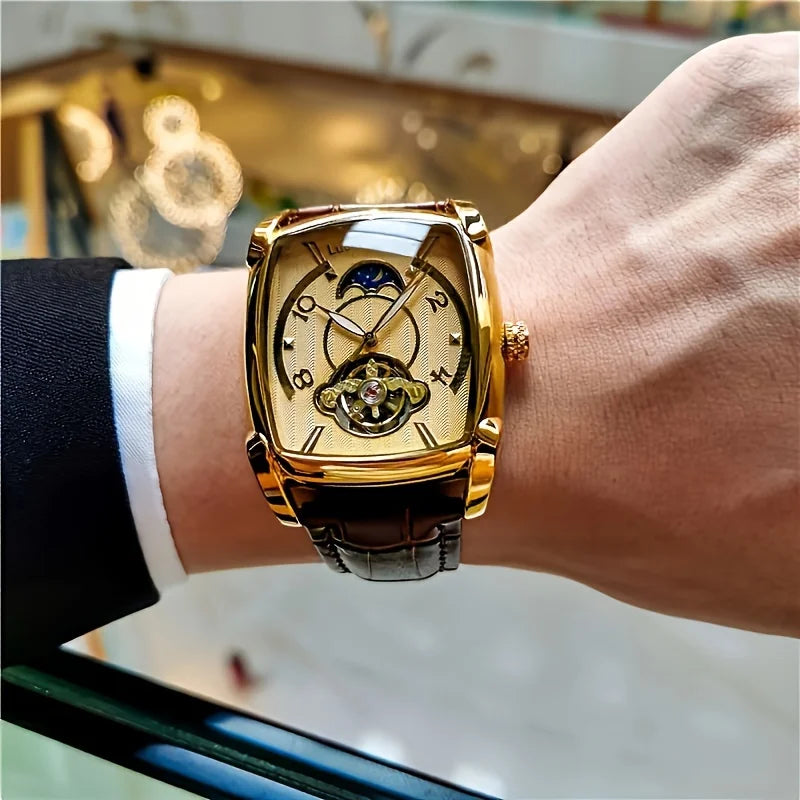 [Luxus-Mechanikuhr mit Tourbillon] Leichte Luxus-Mechanikuhr mit Tourbillon für Herren – Vollautomatisches Spitzenmodell im trendigen „Skelett“-Design, ideal für den Business-Look o