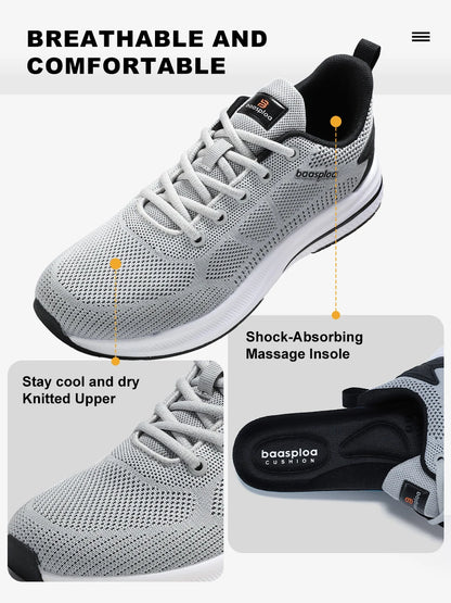 Chaussures de course Baasploa pour homme : nouvelles baskets décontractées légères en mesh, de créateur, respirantes, à lacets, pour le sport et la marche en extérieur