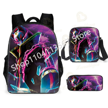 Fortnite Kids 3pcs Backpack Set Women Backpacks Office Stationary for Teenage Girls Boys Laptop Backpack Casual Travel Rucksack