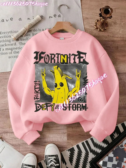 Sweat-shirts Fortnite novos para criança, hoodie com estampado de personagem de jogo em estilo cartoon, camisolas casuais de outono para criança, roupa de inverno para bebé menino