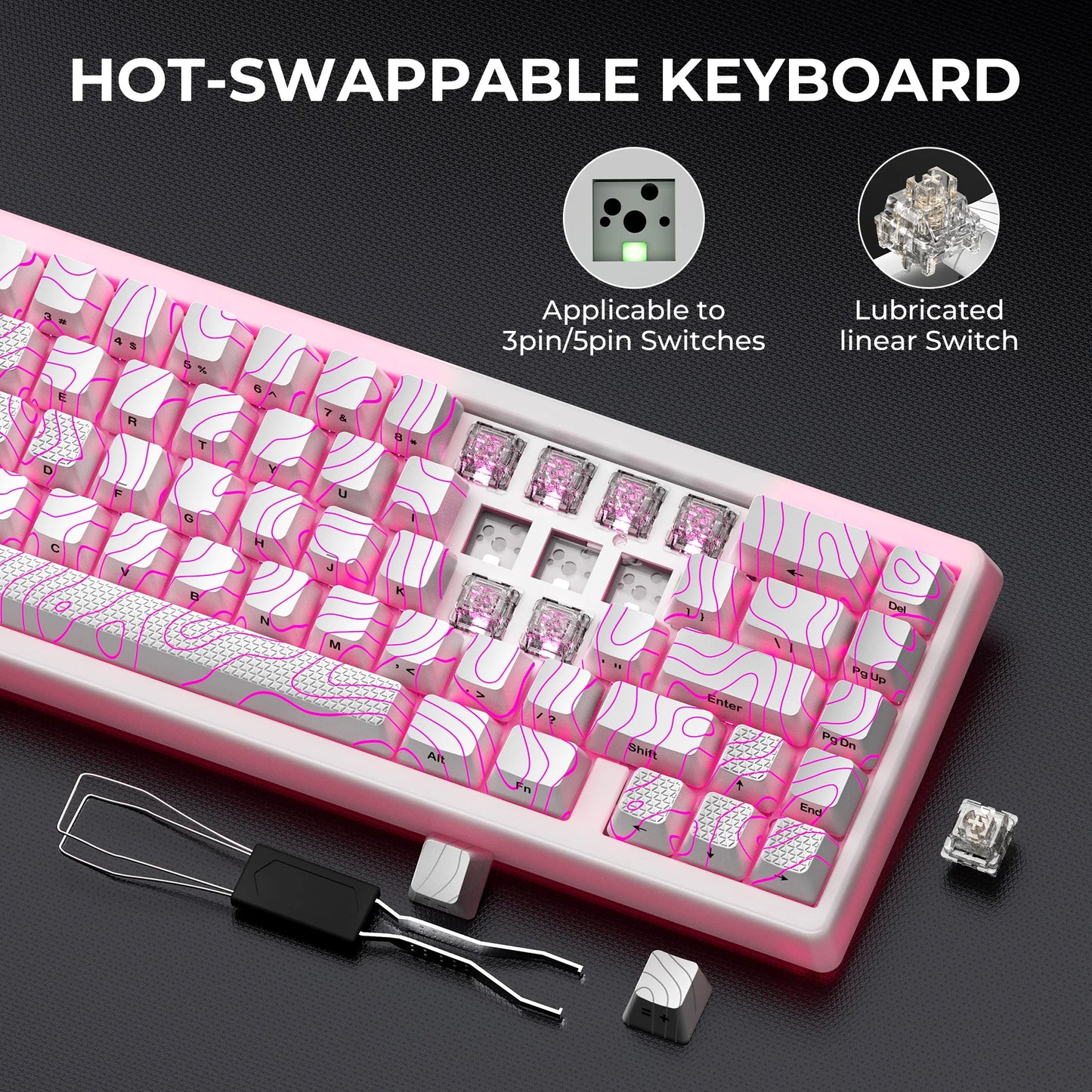 XVX M67 JadeStone Mechanical Keyboard With IMD-Tech Keycaps Hot Swappable Gasket Tri-Mode Custom RGB Wireless Keyboard 65%