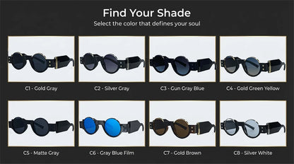 Y2K Punk Gothic Round Sunglasses Men 2026 Luxury Brand Steampunk Wide Temple Thick Frame Sun Glasses For Male Retro Cool Shades