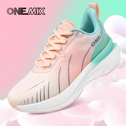 „ONEMIX“ moteriški sportiniai bateliai, juodi, kvėpuojantys bėgimo bateliai moterims, dizainerio kūrinys, nemokamas pristatymas, rožiniai mados sportiniai bateliai su amortizacija