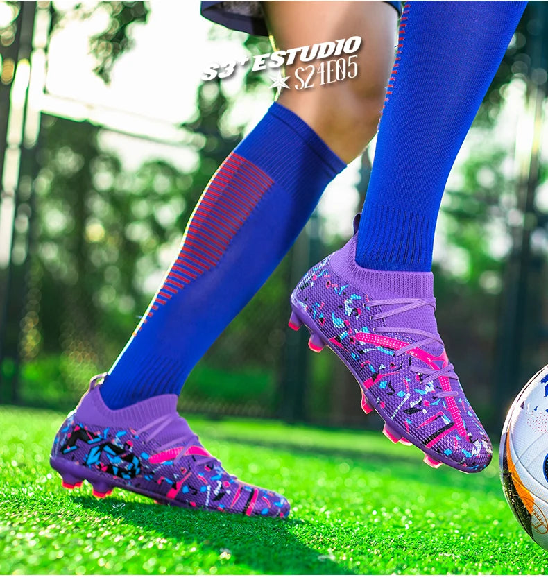 Professionelle fodboldstøvler til mænd, åndbare fodboldsko i mesh med skridsikker sål, hurtige sneakers til kunstgræs, moderne fodboldsko til mænd