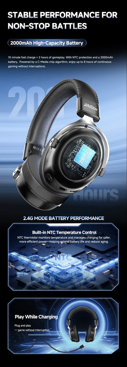 New Wireless Gaming Headphone,Bluetooth 6.0,53mm Titanium Drivers,7.1 Virtual Surround Sound,15ms Zero-Latency,for PC/PS5/Mobile