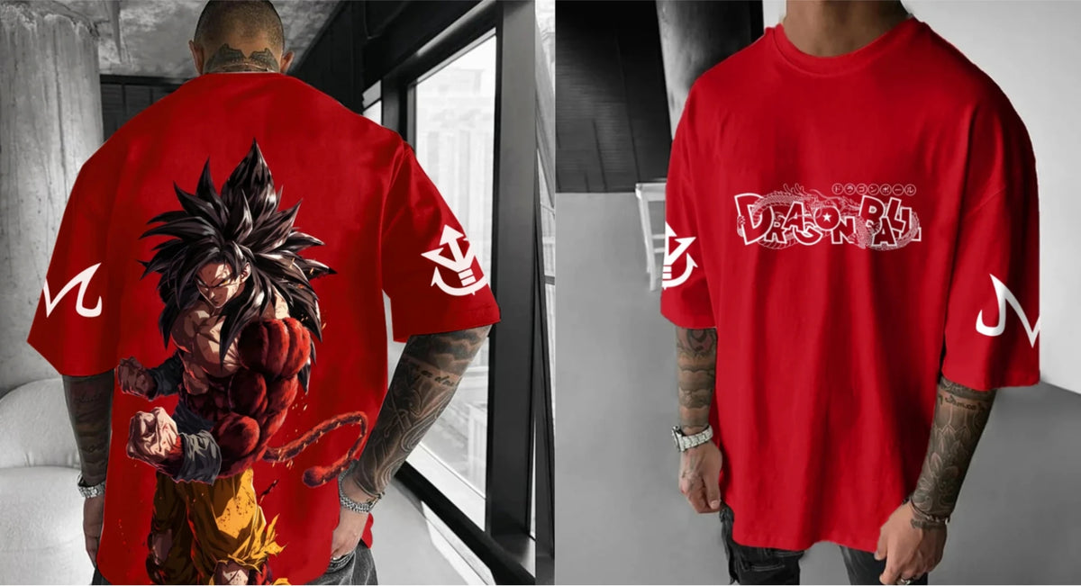 T-shirt Dragon Ball Anime Super Saiyan 4 : t-shirt d'été pour homme et femme, style urbain, ample, décontracté, polyvalent, vêtements assortis parent-enfant