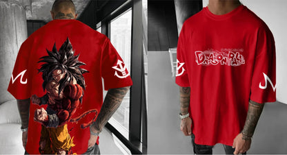 T-shirt Dragon Ball Anime Super Saiyan 4 : t-shirt d'été pour homme et femme, style urbain, ample, décontracté, polyvalent, vêtements assortis parent-enfant