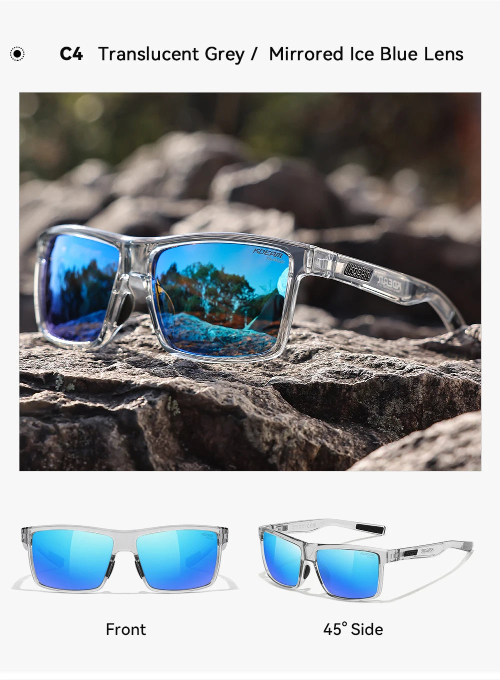 KDEAM Oversized Men's Sunglasses Polarized TR90 Big Size Sun Glasses Width 160mm Protective Case Included KD0737 MAX
