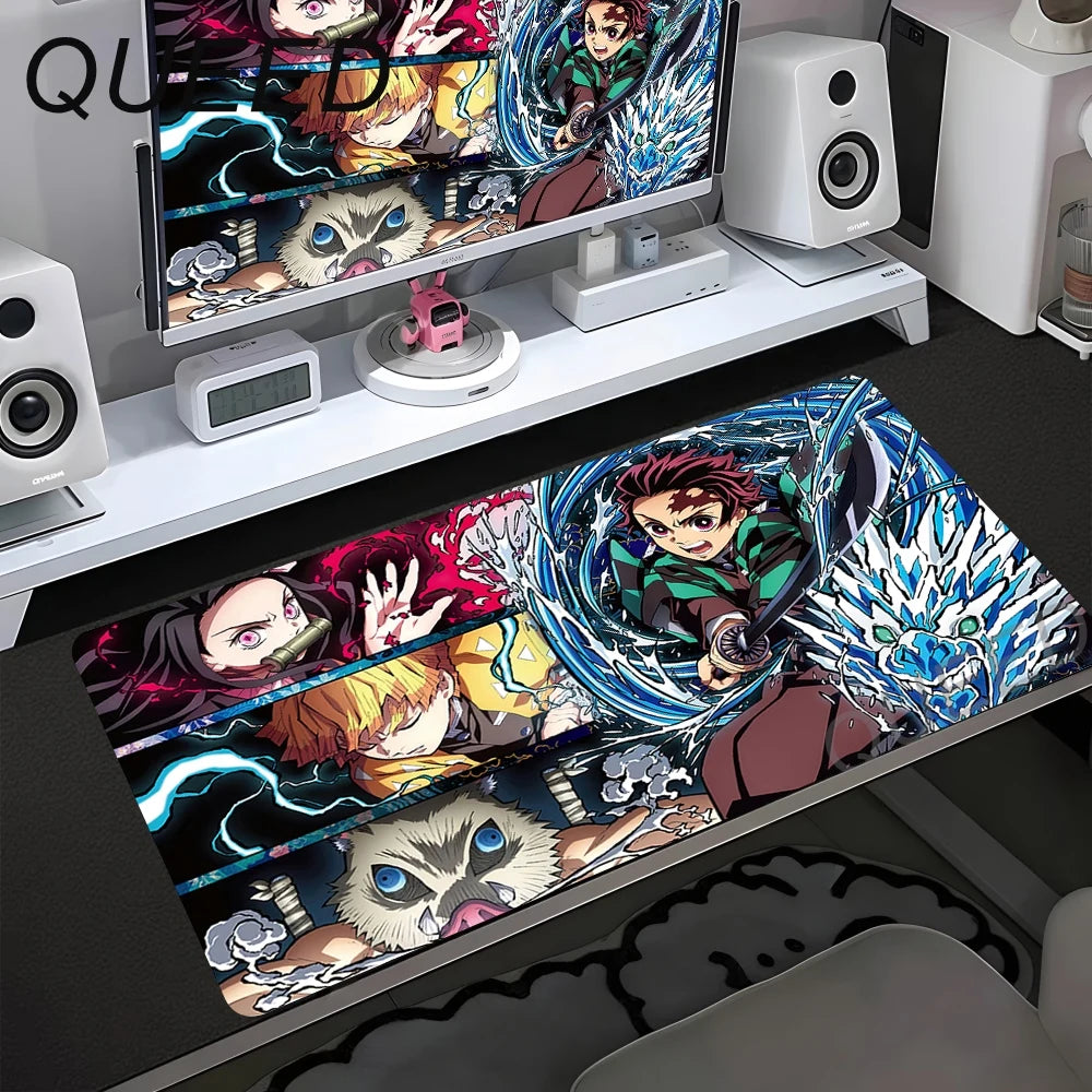 Computer Table Mat Keyboard Desk Pads Anime Mouse Pad Kawaii Girl Mausepad 900x400mm Rubber Non-slip Mouse Mats Demon Slayers XL