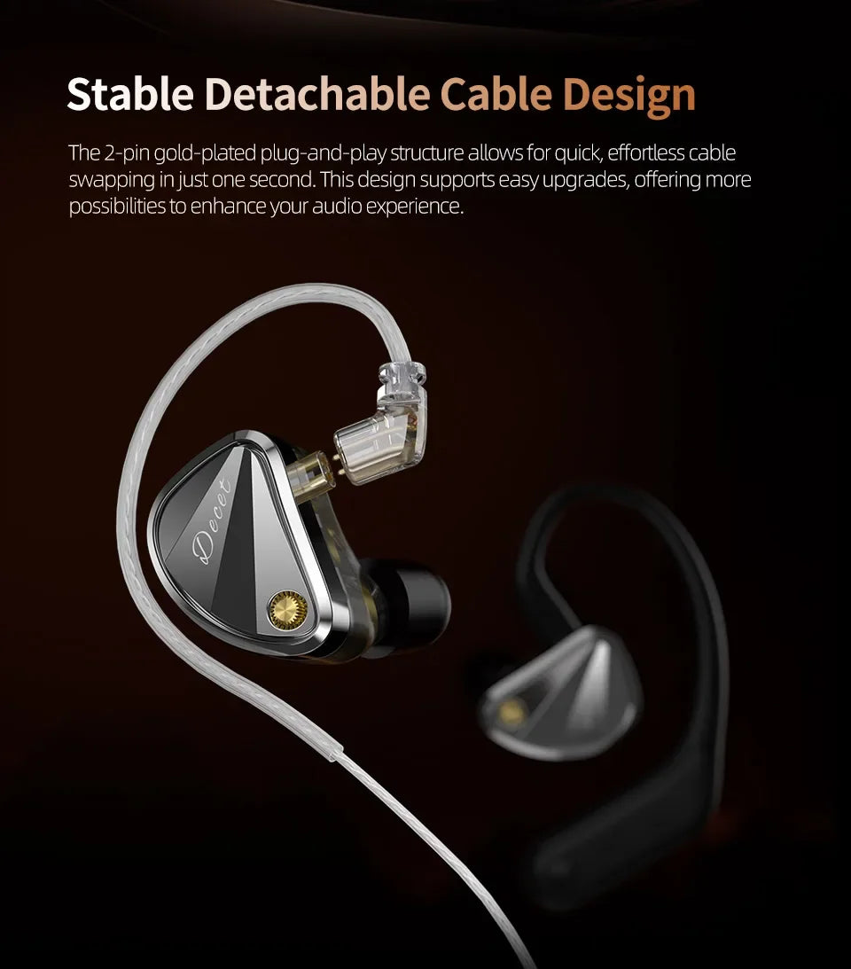 KZ Decet 5DD HiFi Wired In-Ear Earphones – Premium Dynamic Driver Earbuds with Detachable 2PIN Cable & Microphone