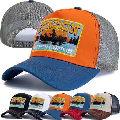 New Style Summer Fishing Cap Breathable Mesh Trucker Hat Men Women Fisherman Embroidered Design Snapback Hat Outdoor Fishing