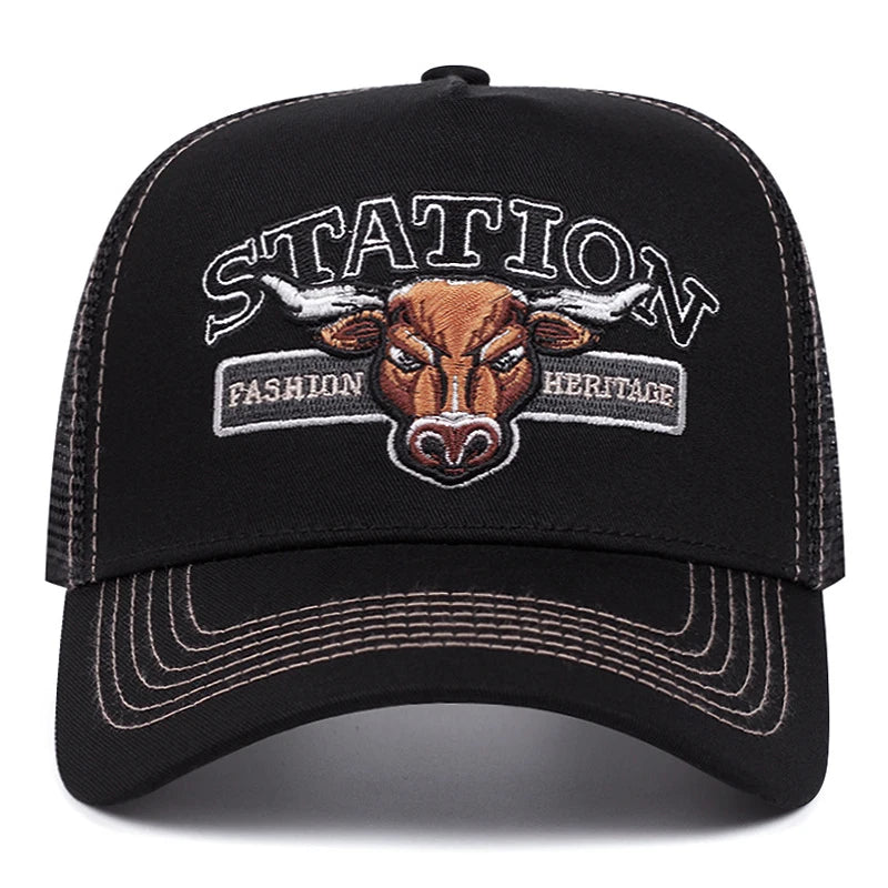 Personalizovaná nová kšiltovka STATION Bullhead pro muže – kšiltovka na skateboarding, hiphopová kšiltovka, dámská ležérní sluneční kšiltovka, baseballová kšiltovka, síťovaná kšiltovka