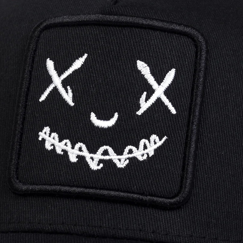 Men Women Smile Face Embroidery Baseball Caps Cotton Adjustable Snapback hats Hip Hop mesh Cap summer Outdoor Sun hat Dad Hats