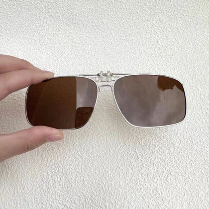REXXAR Mens Metal Clip on Sunglasses Polarized Eyeglasses UV400 Women Square Night Vision Driving Sun Glasses