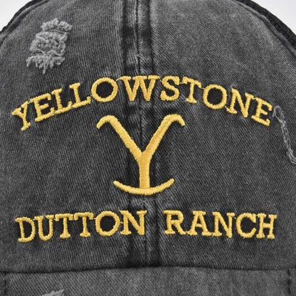 Summer Yellowstone Dutton Ranch Hat Cross Ponytail Baseball Cap Distressed Outdoor Embroidery Sunscreen Hat Solid Color Cap