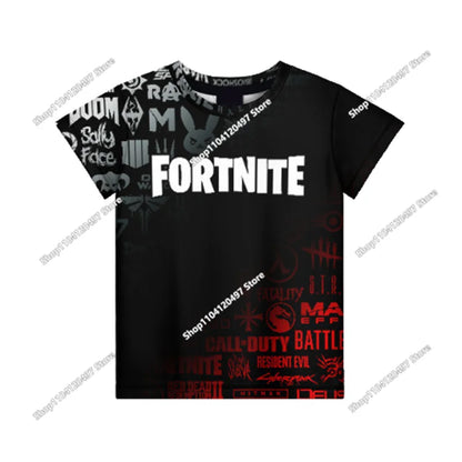 Аниме Fortnite тениски за момичета, тениска за момчета, бели тениски с анимационен принт, летни бебешки тениски, сладки горнища с принт, костюм