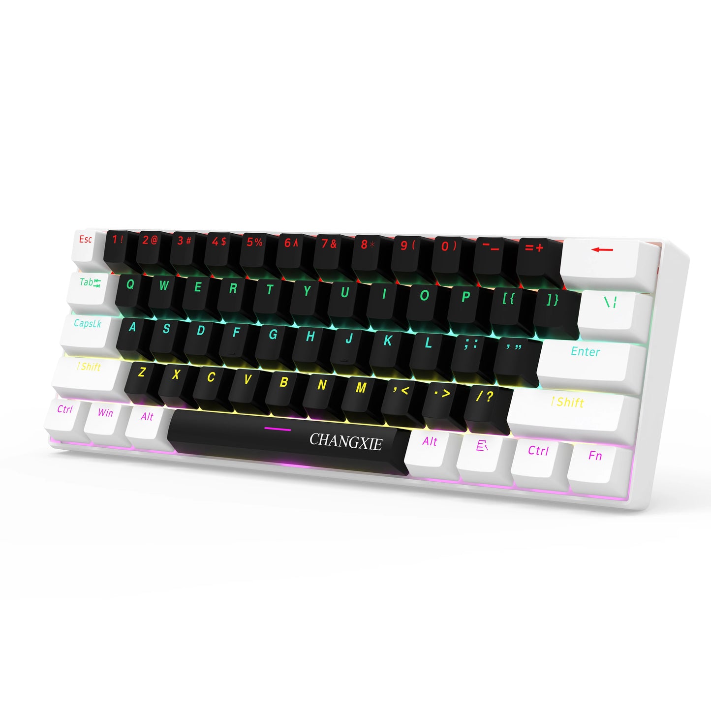 60% Compact Wired Mechanical Keyboard 61 Keys RGB Backlight Red Switch Ergonomic Small Portable for Office Computer Windows Tabl