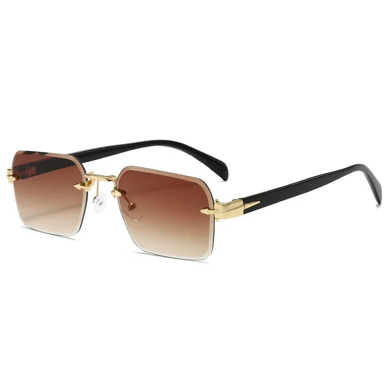 Luxury Rimless Sunglasses, Metal Hinge Exquisite Craftsmanship, Gradient Lenses Sun Protection Sunglasses 823