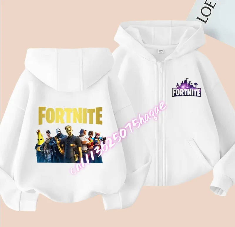 Fortnites Kids Zipper Hooded Coats Anime Fortress Night Sweatshirts Game Spring Autumn Hoodies Sportwear Children Clothes Gift