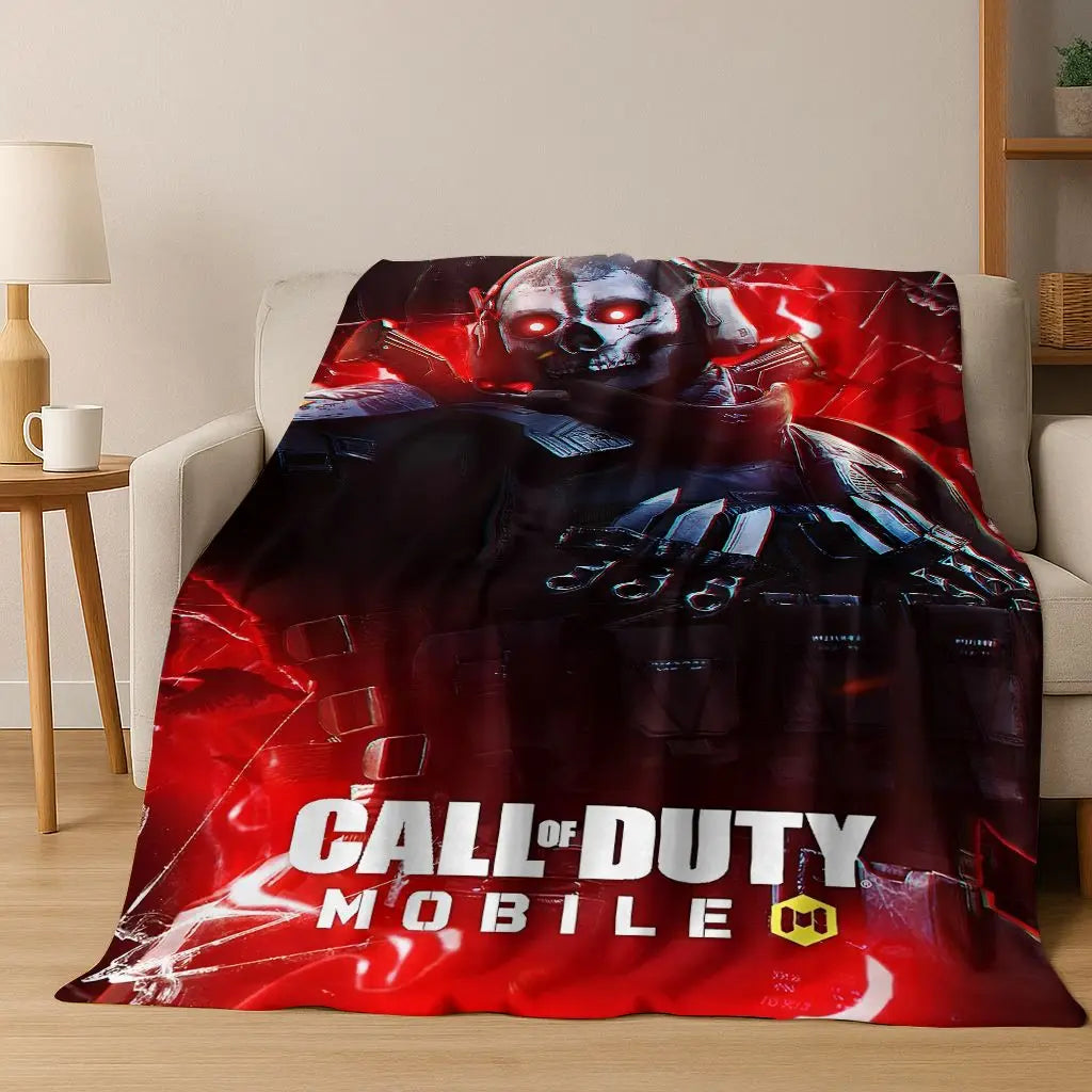 Classic Game Call of Duty Ghost Simon Cartoon Art Flannel Blanket,Cozy Soft Throw Blanket for Home Bedroom Bed Sofa Cover Kid
