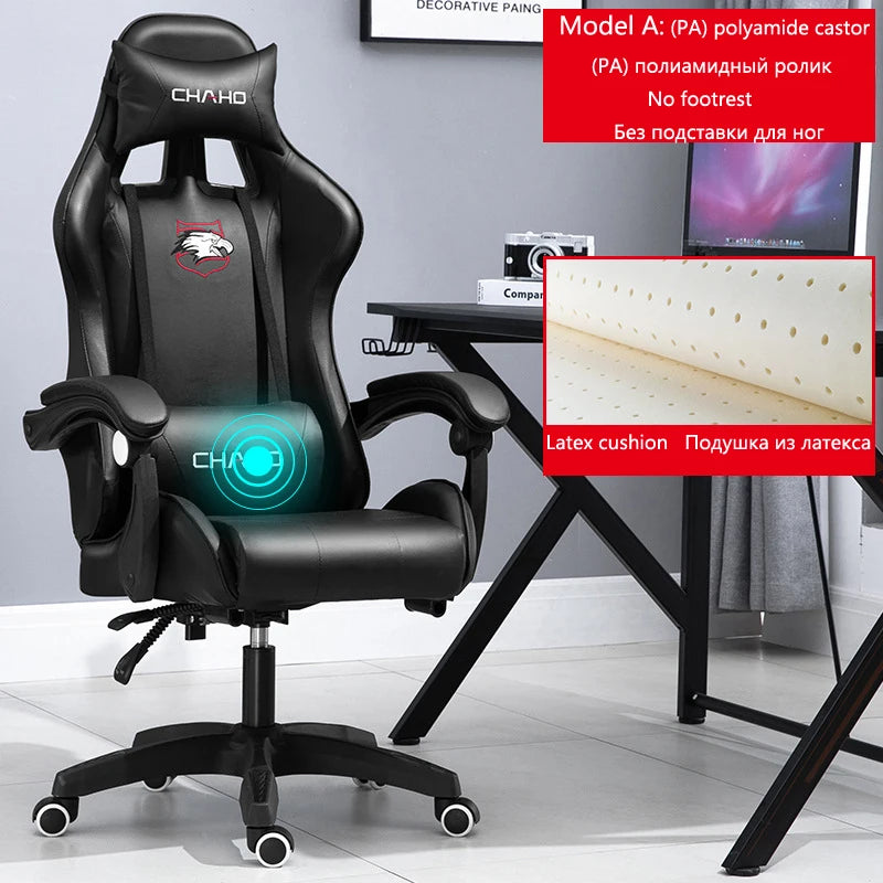 Ergonomic PU Leather Gaming Chair with Adjustable Height, Reclining Computer Chair, Swivel Office Chair for Home Office, Gaming & Study