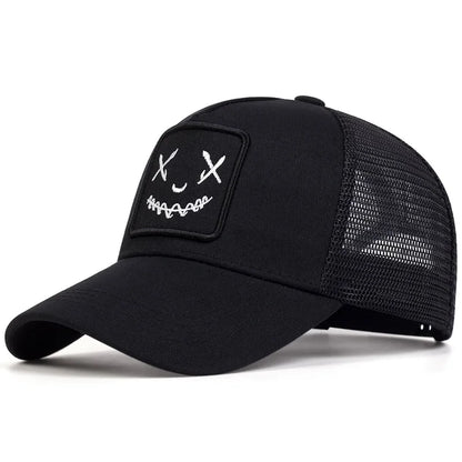 Men Women Smile Face Embroidery Baseball Caps Cotton Adjustable Snapback hats Hip Hop mesh Cap summer Outdoor Sun hat Dad Hats