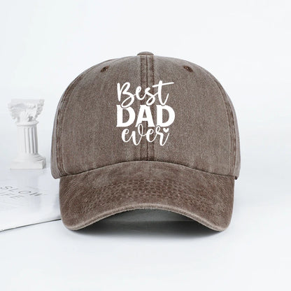 “Best DAD Ever” Printed Vintage Washed Baseball Cap – Adjustable, Casual, Men's Father's Day Gift, Dad Cap – Fishing & Hiking