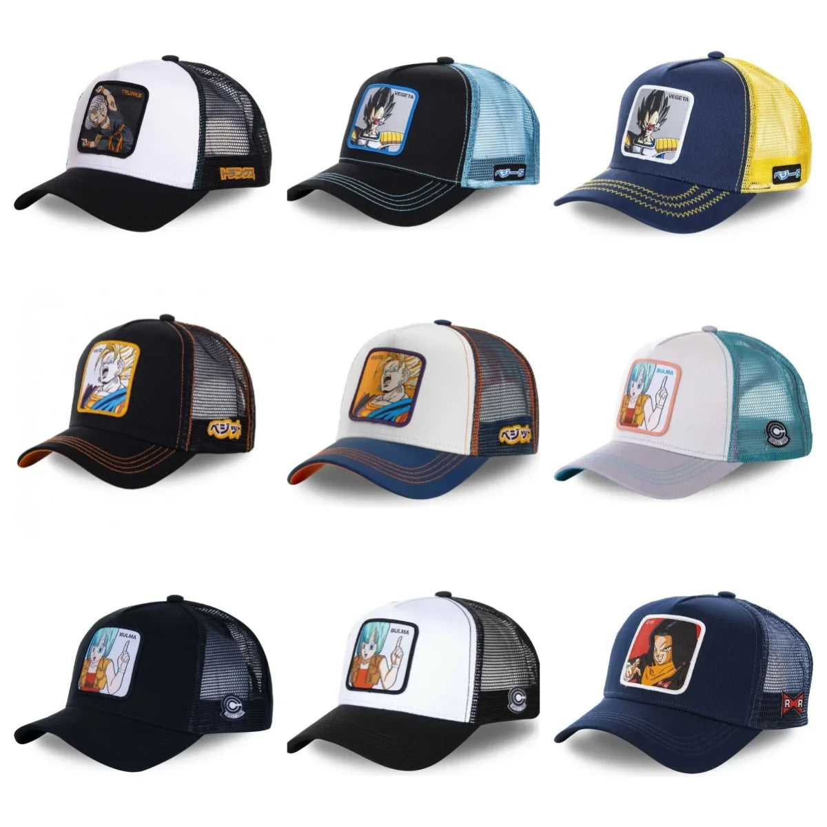 ALL Styles Dragon Ball Baseball Cap Snapback Peaked Cap Men's Embroidery Hip-Hop Cap Style Sun Visor Adjustable Trucker Mesh Cap