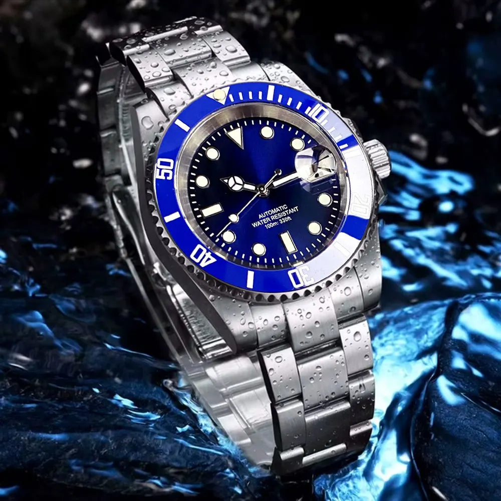 Reloj automático para hombre Miyota8215 resistente al agua 200m, reloj de buceo 40mm, movimiento mecánico, luminoso, correa Jubilee y hebilla Glide Lock