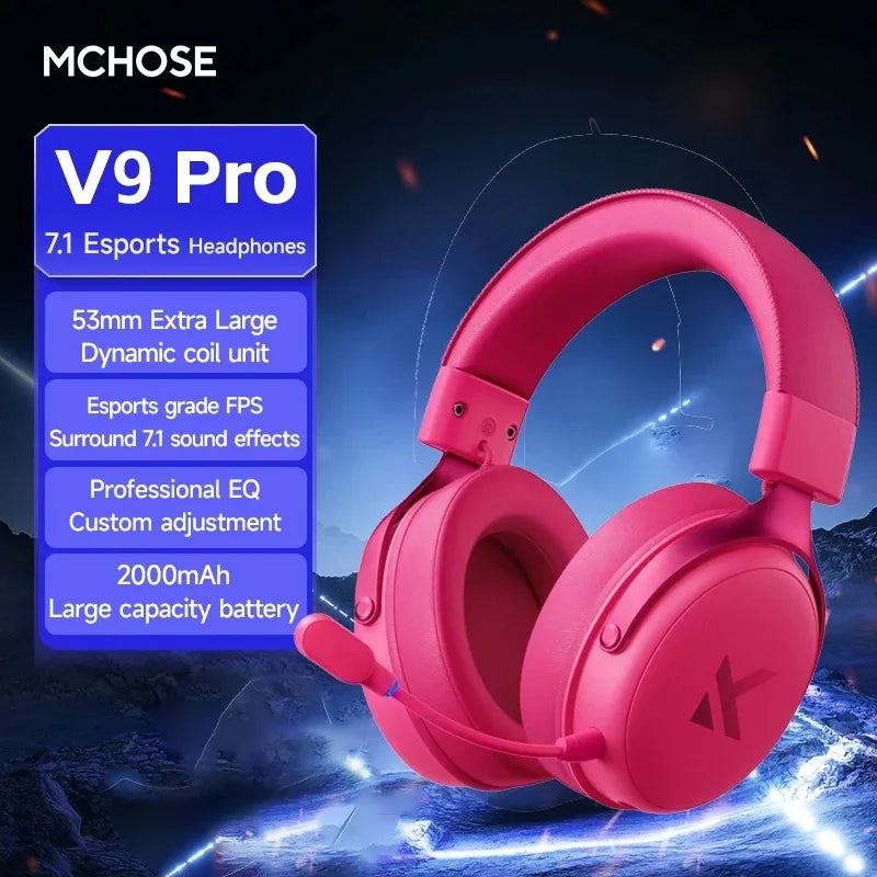 MCHOSE V9 Pro casque de jeu sans fil son Surround casque suppression du bruit micro faible latence léger pour PS5 PC SWITCH