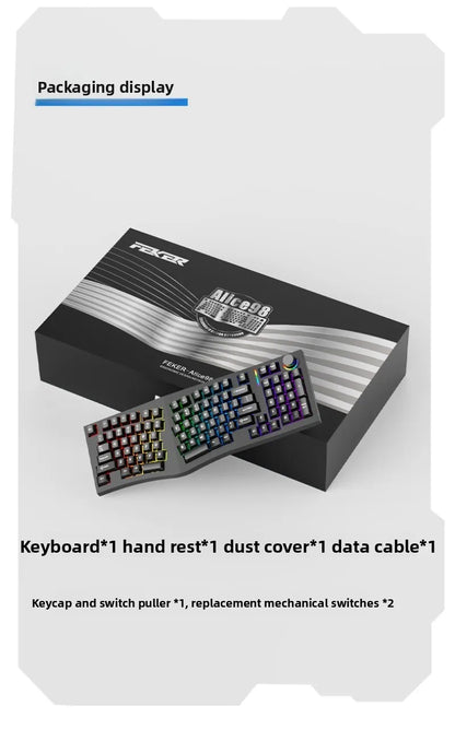 FEKER Alice98pro Mechanical Keyboard Alien Ergonomic 3 ° Slope Hot Swappable RGB with Hand Support Custom Gaming Office Keyboard