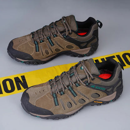 HIKEUP Hiking Shoes Mens Winter Climbing Trekking Sneakers for Men Leather Breathable Outdoor Anti-skid Sports Work Man Shoes