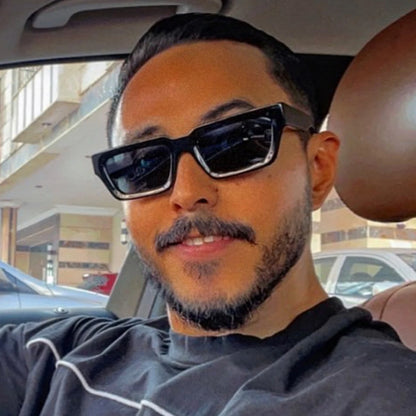 Ruiao 2026 fashion black small rectangular thick frame sunglasses for men and women rectangular summer wear shades