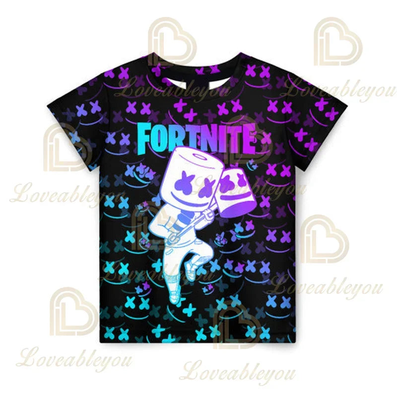 Battle Royale T-shirt Fortnite T-shirt Victory Cartoon Tops Teen Clothes Kids Hero Game Fortress Night 3D Boys Girls T-shirt