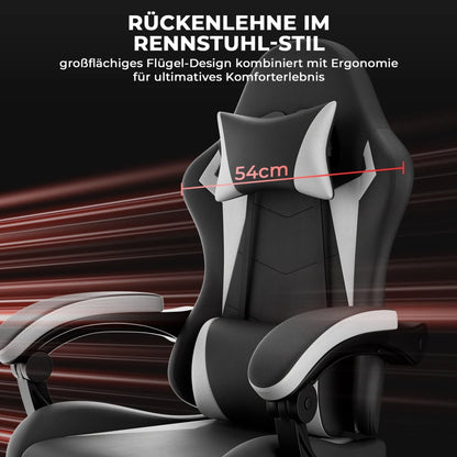 Ergonomic Gaming Chair with Lumbar Support, Adjustable Headrest, Footrest, Height Adjustable Office Gaming Chair for Adults