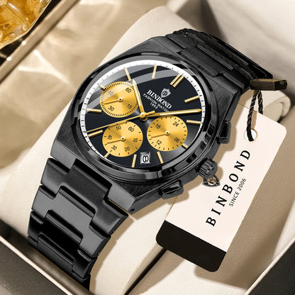 BINBOND: reloj de cuarzo preciso para hombre, resistente, con fecha automática, cronógrafo, luminiscente, hermético, reloj de lujo para hombre de estilo informal. Reloj