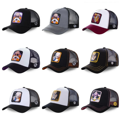 Son Goku Cap Baseball Cap Summer Travel Peaked Cap Men's Embroidery Hip-Hop Sun Visor Adjustable Trucker Mesh Cap