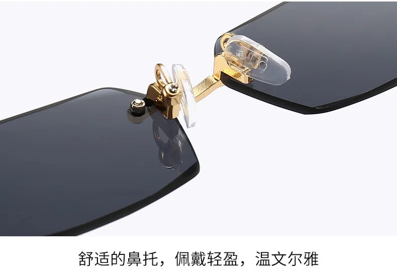 Fashion Rimless Rectangle Sunglasses Popular Women Men Shades Small Square Sun Glasses For Female Male Summer Traveling