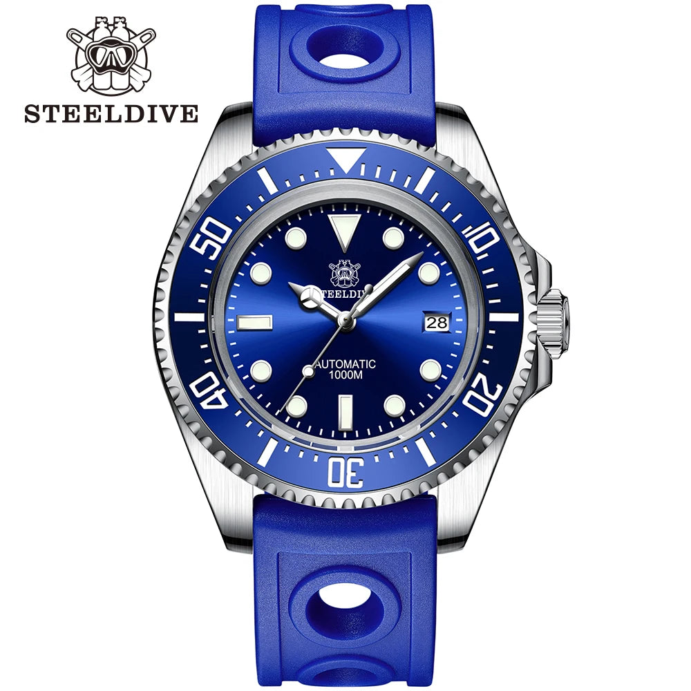 SD1964 STEELDIVE 1000M Waterproof 45.4MM Big Water Ghost Watch For Men Super BGW9 Blue Luminous Dive Watch with Valve