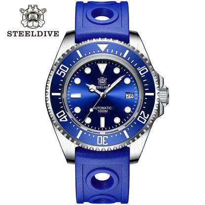 SD1964 STEELDIVE 1000M Waterproof 45.4MM Big Water Ghost Watch For Men Super BGW9 Blue Luminous Dive Watch with Valve