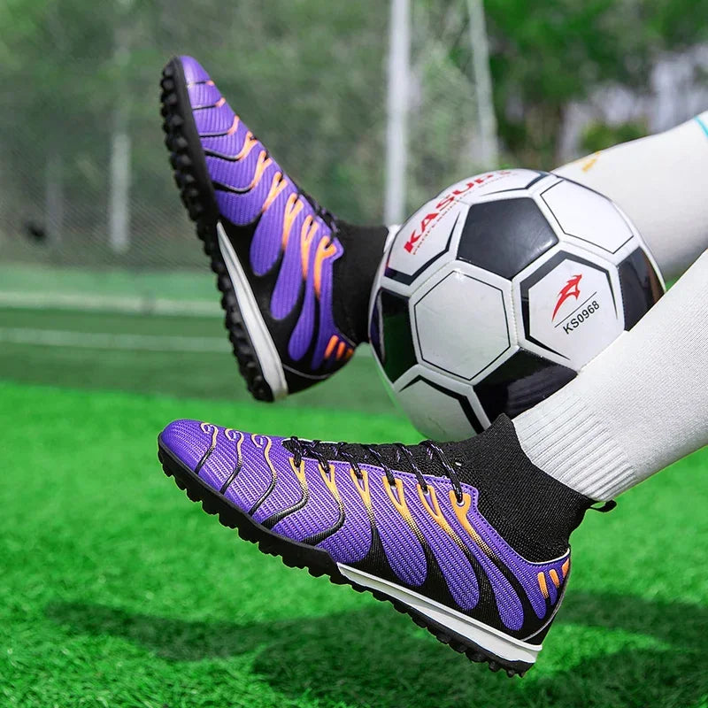 Hommes Match bottes de Football Sport entraînement longues pointes FG/TF garçons crampons chaussures de Football en plein air antidérapant intérieur Futsal confortable