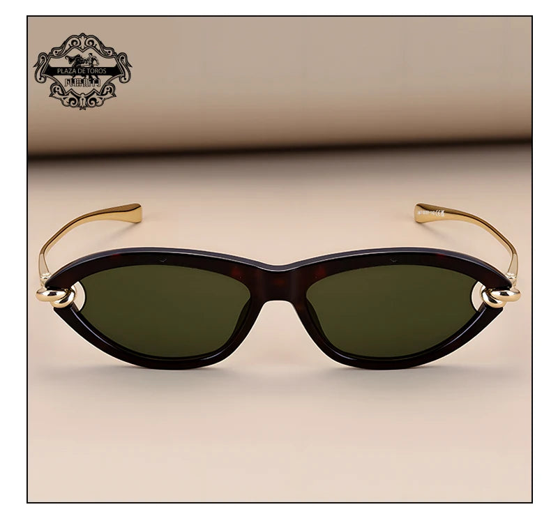 Trendy Luxury Brands Women's Cat Eye Tortoiseshell Sunglasses UV400 Oval Glasses For Woman Fashion Designer Classical Glasses