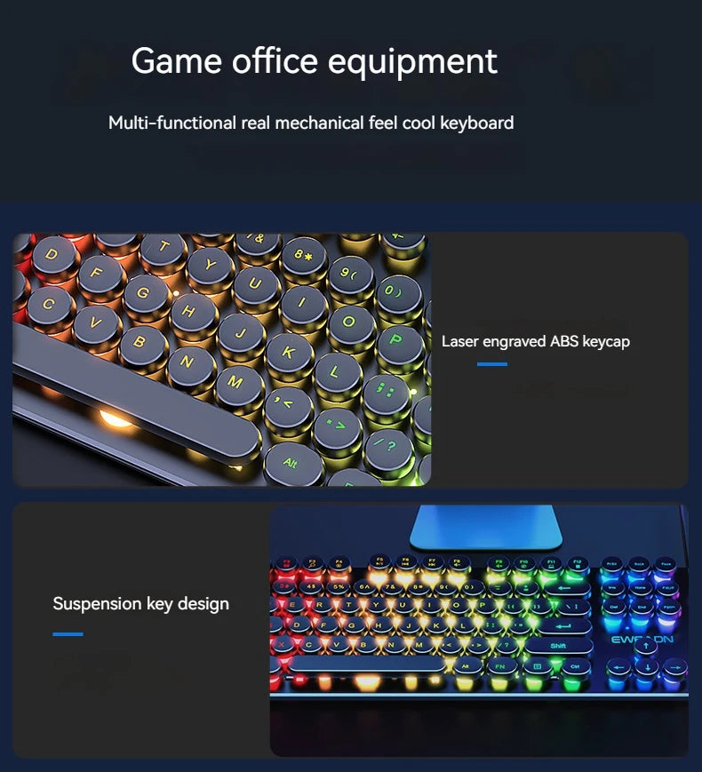 EWEADN GX330 Gaming Keyboard Wired, LED Backlit, Office silent keyboard full size, Ergonomic , Gaming, office, Windows/Laptop/PC