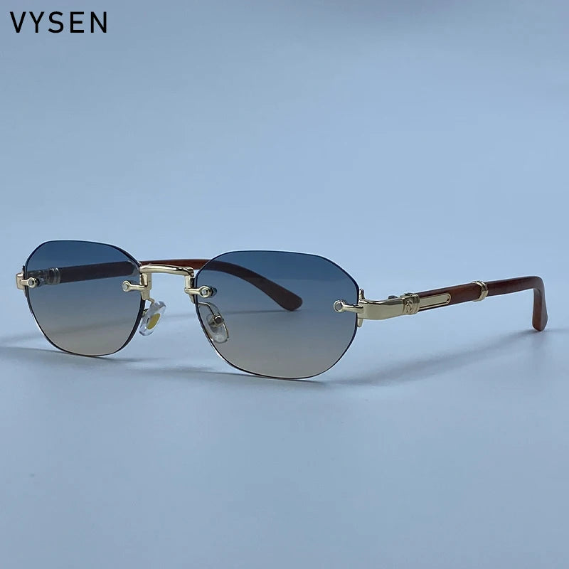 Square Rimless Punk Sunglasses Men 2026 Luxury Designer Vintage Small Frameless Sun Glasses Male Eyewear Hip Hop Outdoor Shades