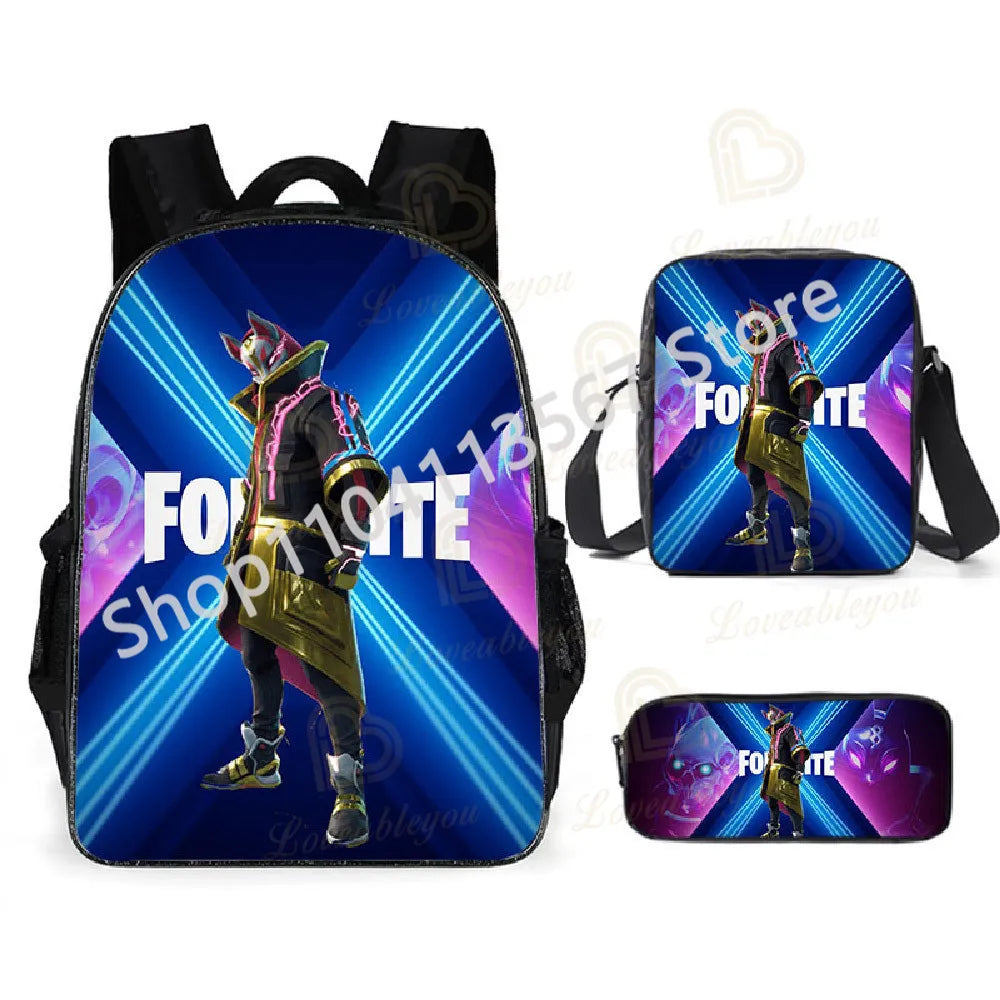 Fortnite Kids 3pcs Backpack Set Women Backpacks Office Stationary for Teenage Girls Boys Laptop Backpack Casual Travel Rucksack