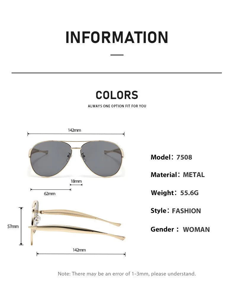 High-end Quality Metal Sunglasses - Fashionable, Retro Pilot-style Sunglasses - Uv-protective Sun Glasses - 7508