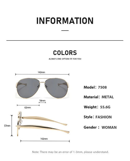 High-end Quality Metal Sunglasses - Fashionable, Retro Pilot-style Sunglasses - Uv-protective Sun Glasses - 7508